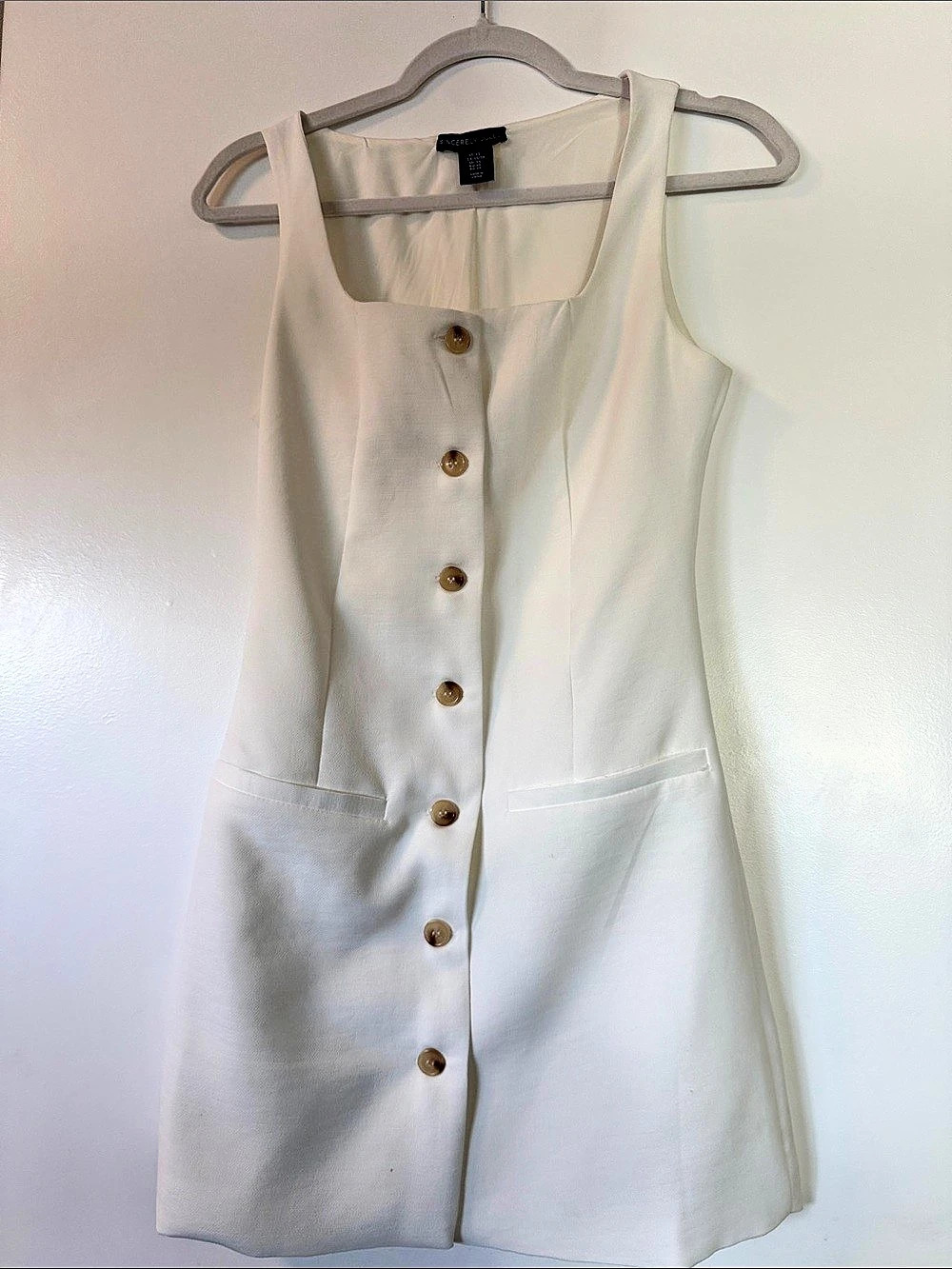 Sincerely Jules White Button-Front Sleeveless Mini Dress White XS